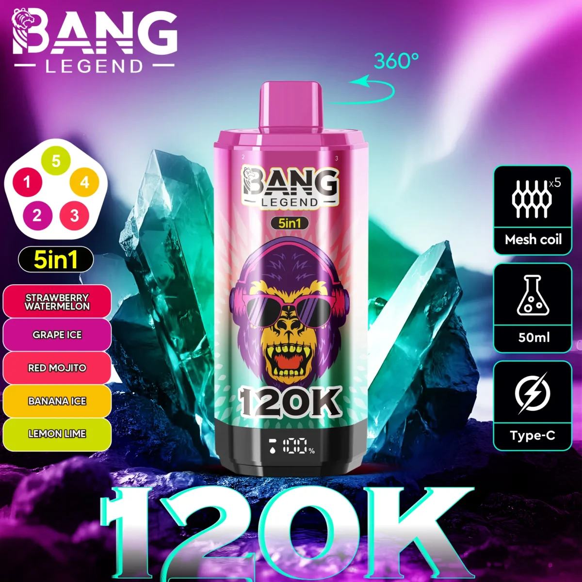 Bang Legend 120K 使い捨てVAPE 5in1 マルチフレーバー 商品画像
