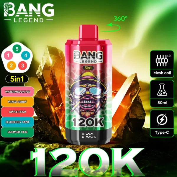 Bang-Legend-120000-120K-Puffs-5-in-1-Flavors-watermelon-ice-mixed-berries-apple-